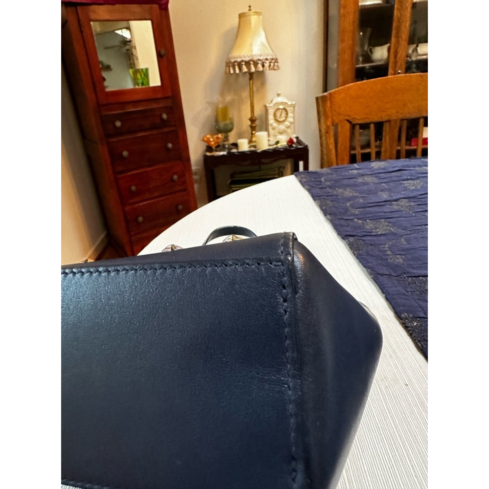 Jimmy Choo Navy Blue Leather Tote Bag Small Navy Blue with Crossbody Strap - Picture 10 of 12